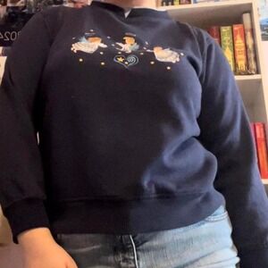 Shenanigans vintage navy Christmas angels grandma chic sweatshirt size small